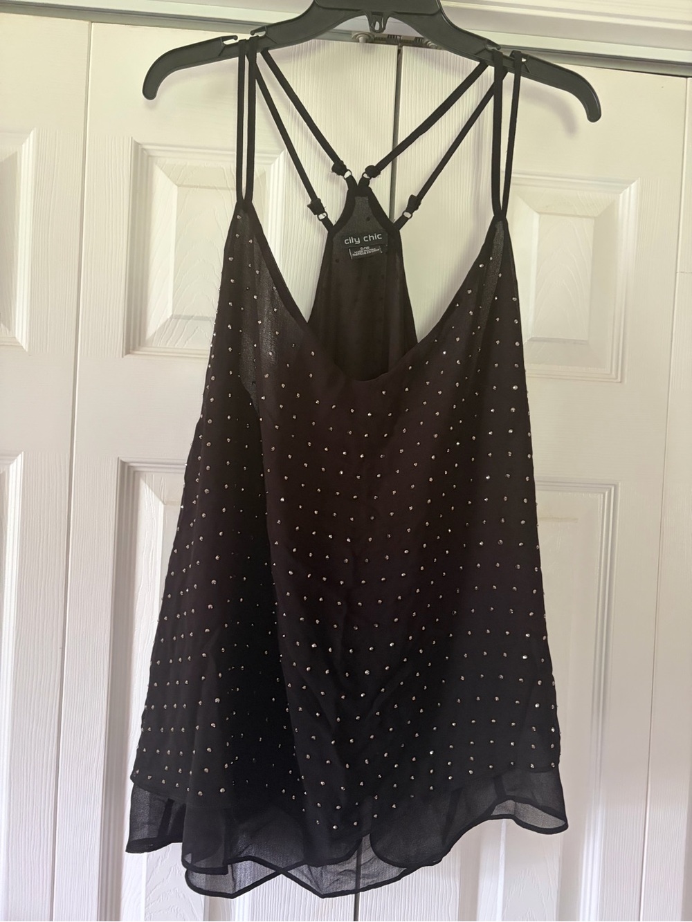 City Chic Black Studded Strappy Cami